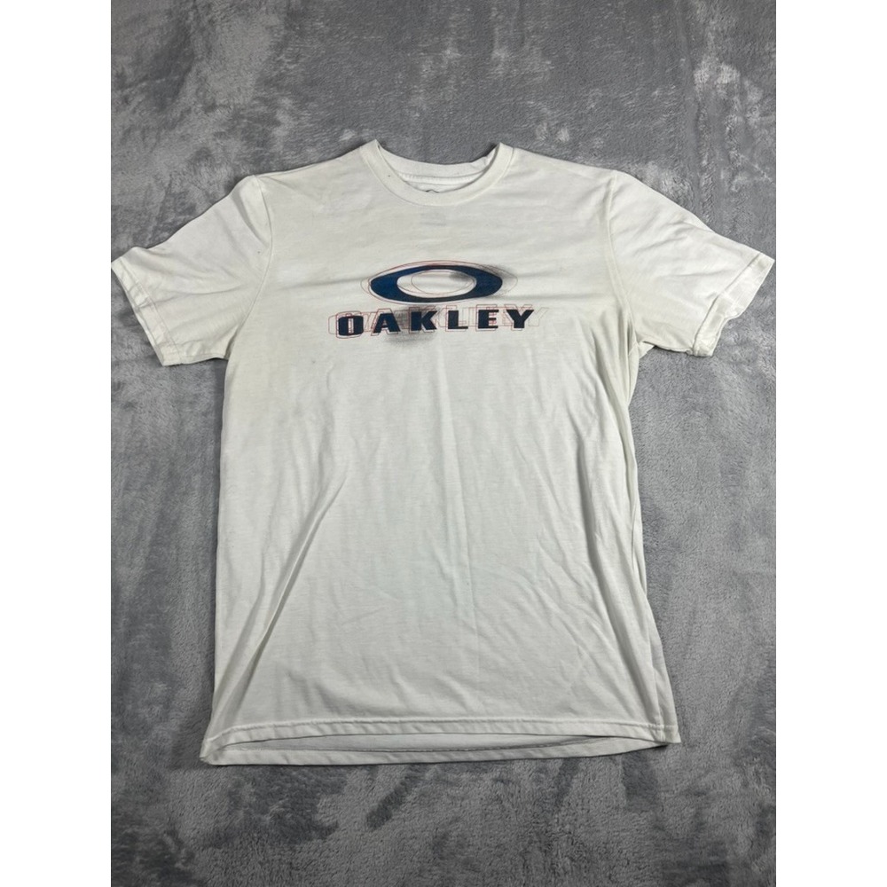 Oakley Mens L T-Shirt 3D Bark Tee Short Sleeve Moisture Wicking Hydrolix White